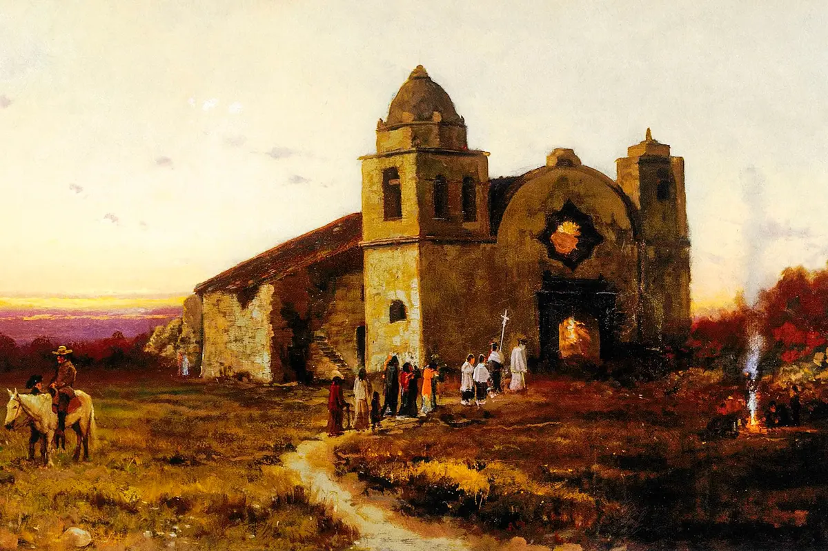 Den katolska missionen i Carmel, målning.