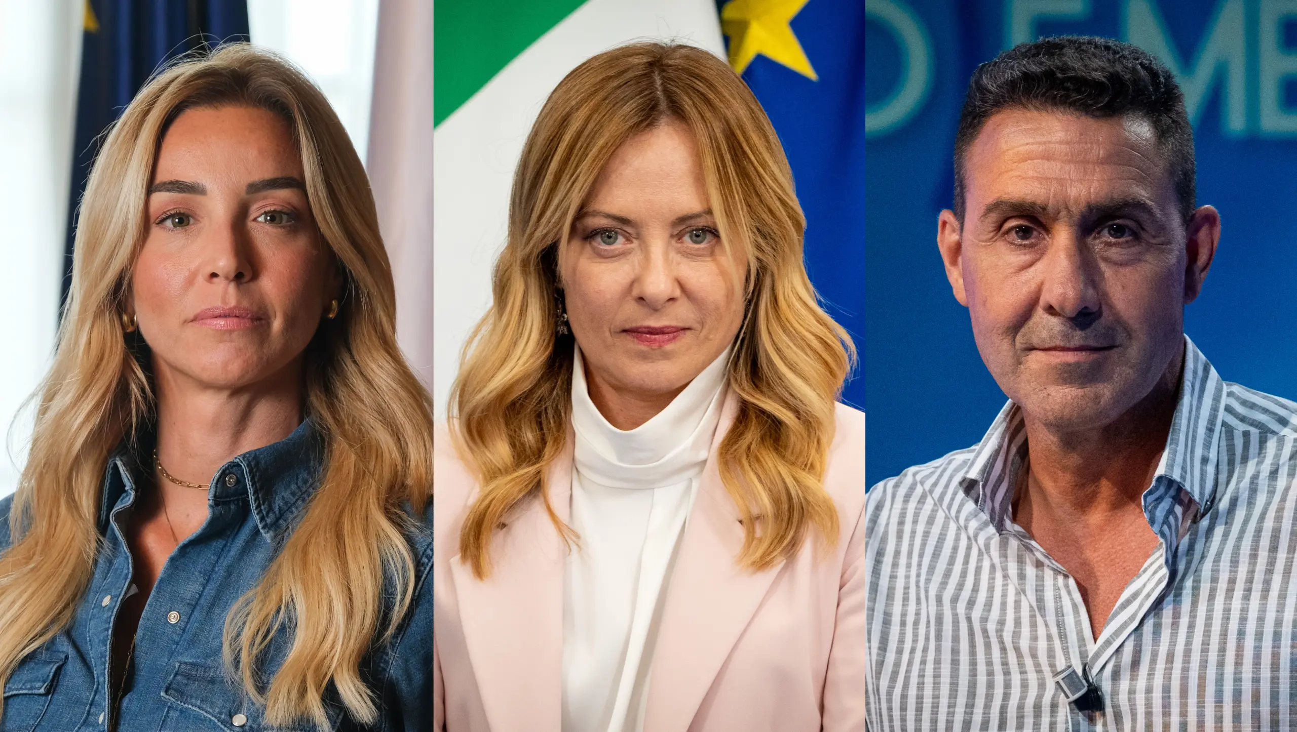 Giorgia Meloni och hennes två utmanare.